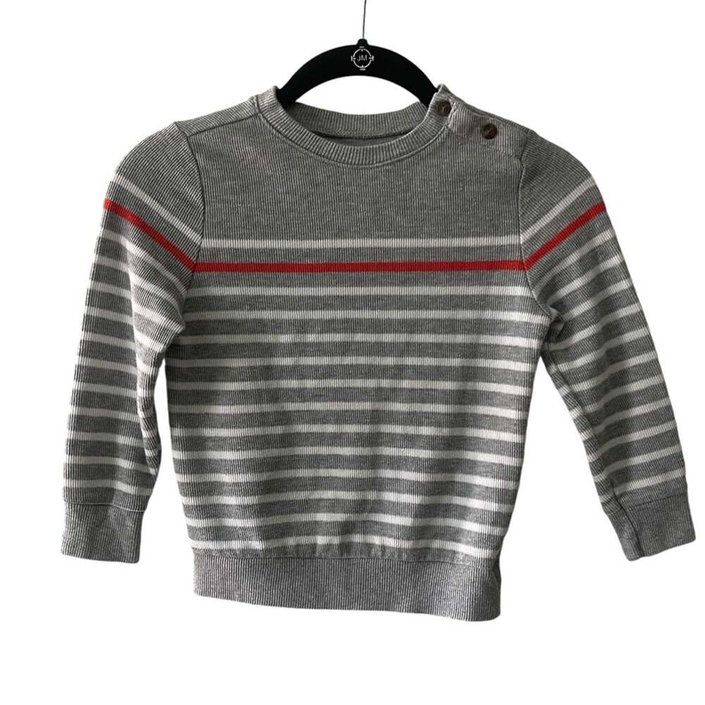 Old Navy Striped Crew Neck Knit Sweater Boys Gray Multi Size 5T
